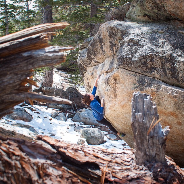 Emily climbing The T